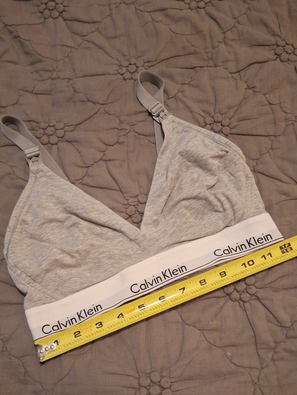 Calvin Klein Light Gray Cotton Bralette with White Logo Band
